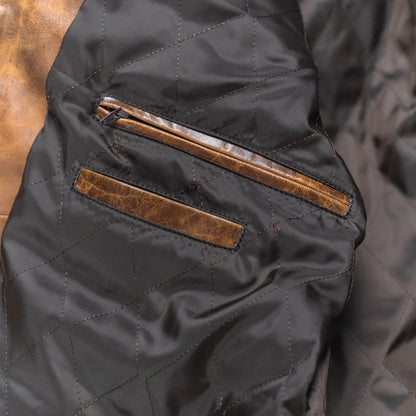 Distressed Tan Cafe Racer Jacket