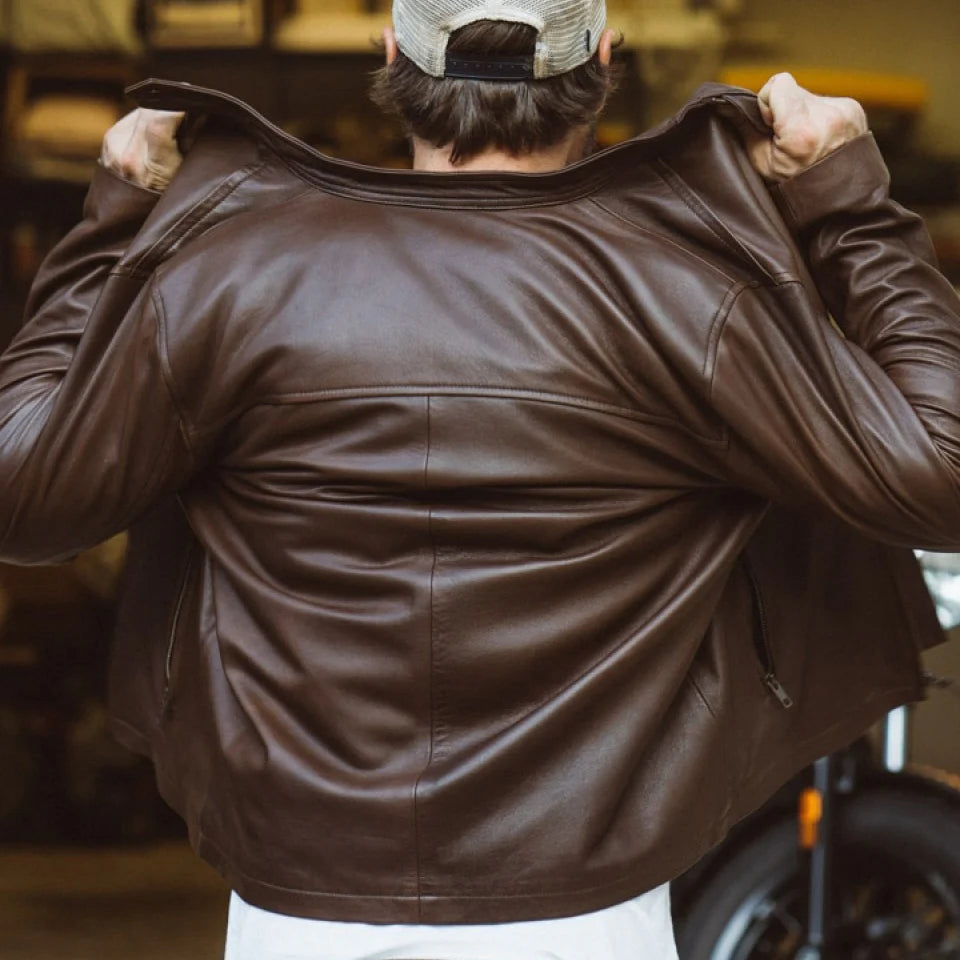 Brown Cafe Racer Jacket