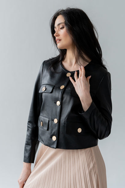 Black Cropped Leather Jacket – Limited Edition