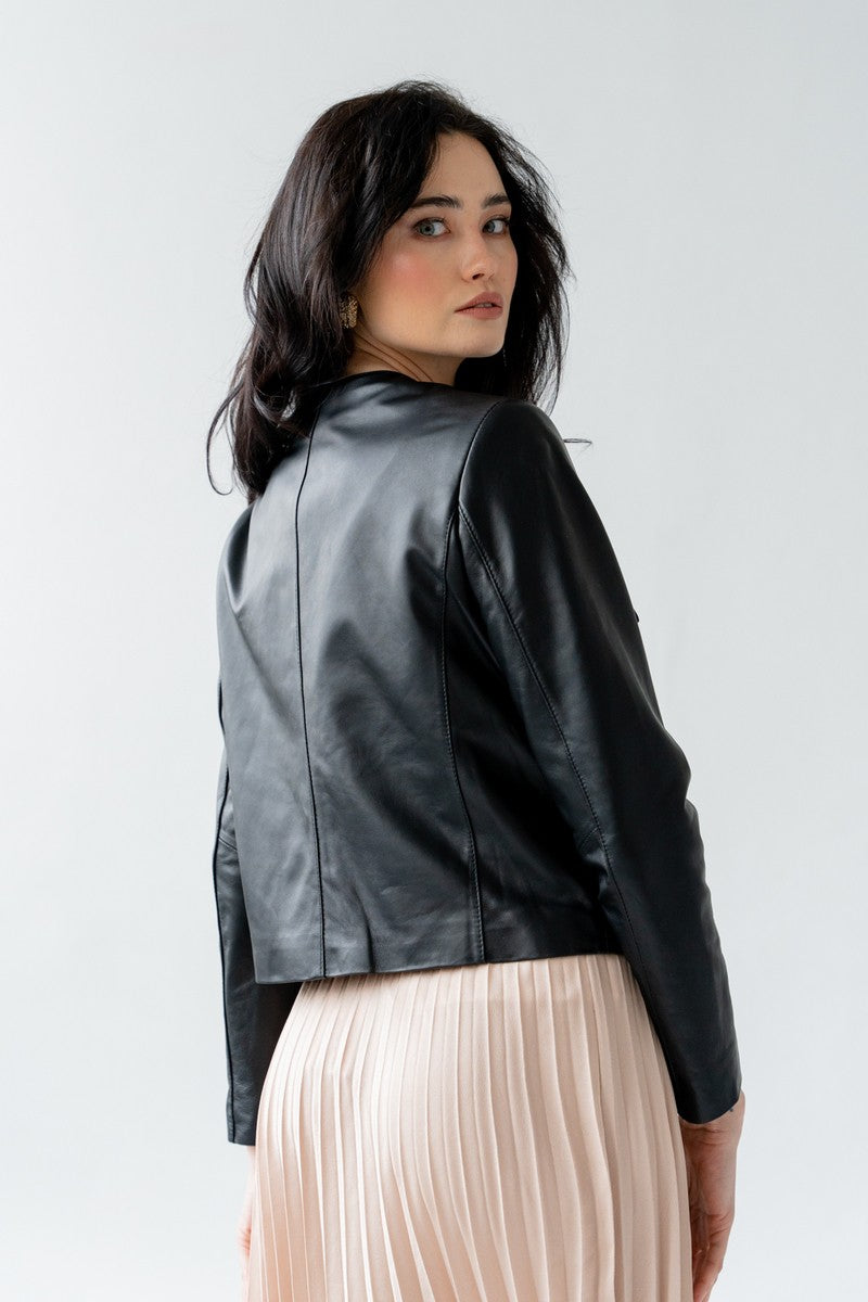 Black Cropped Leather Jacket – Limited Edition