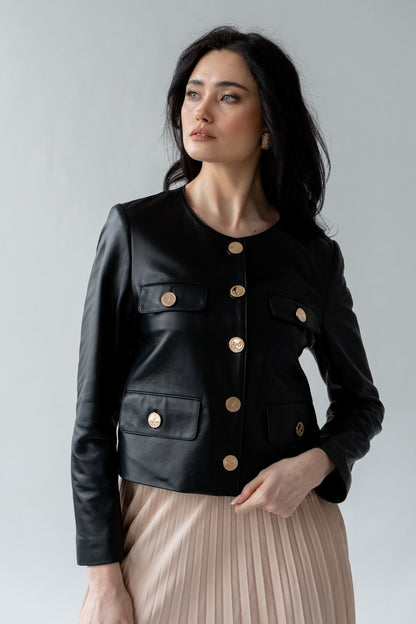 Black Cropped Leather Jacket – Limited Edition