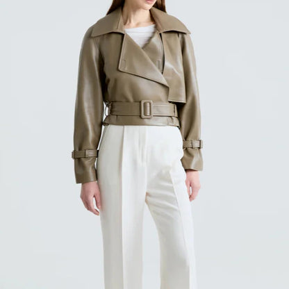 Cèpe Cropped Leather Jacket