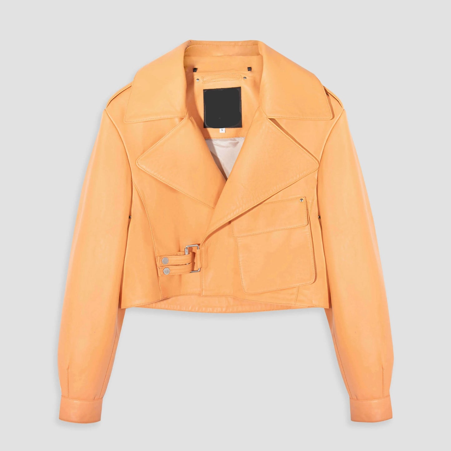 Women's Cropped Biker Leather Jacket