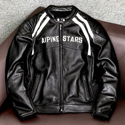 Alpine Stars Road Riding Cowhide Leather Jacket