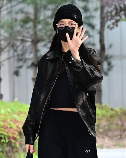 Blackpink Jisoo Oversized Leather Jacket