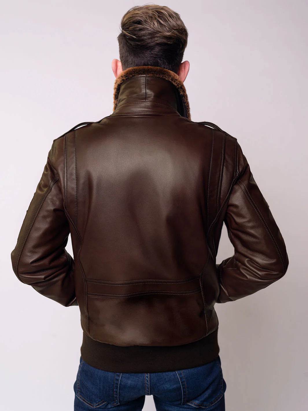 TOM BROWN Leather Insulated Pilot Jacket