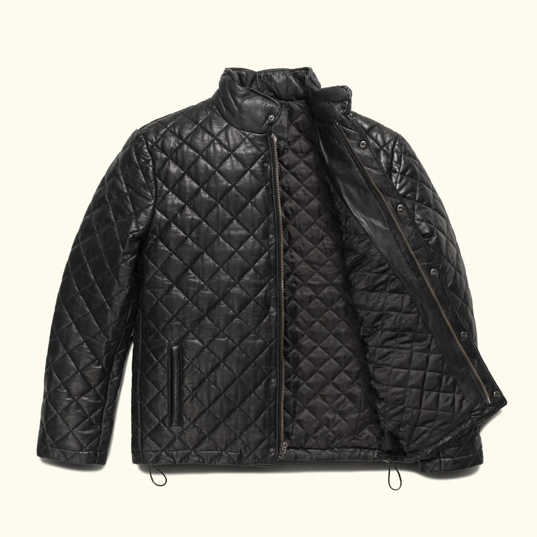 Black Quilted Leather Jacket