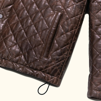 Dark Brown Quilted Leather Jacket