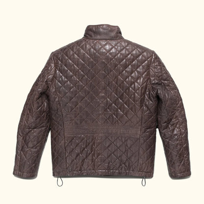 Dark Brown Quilted Leather Jacket