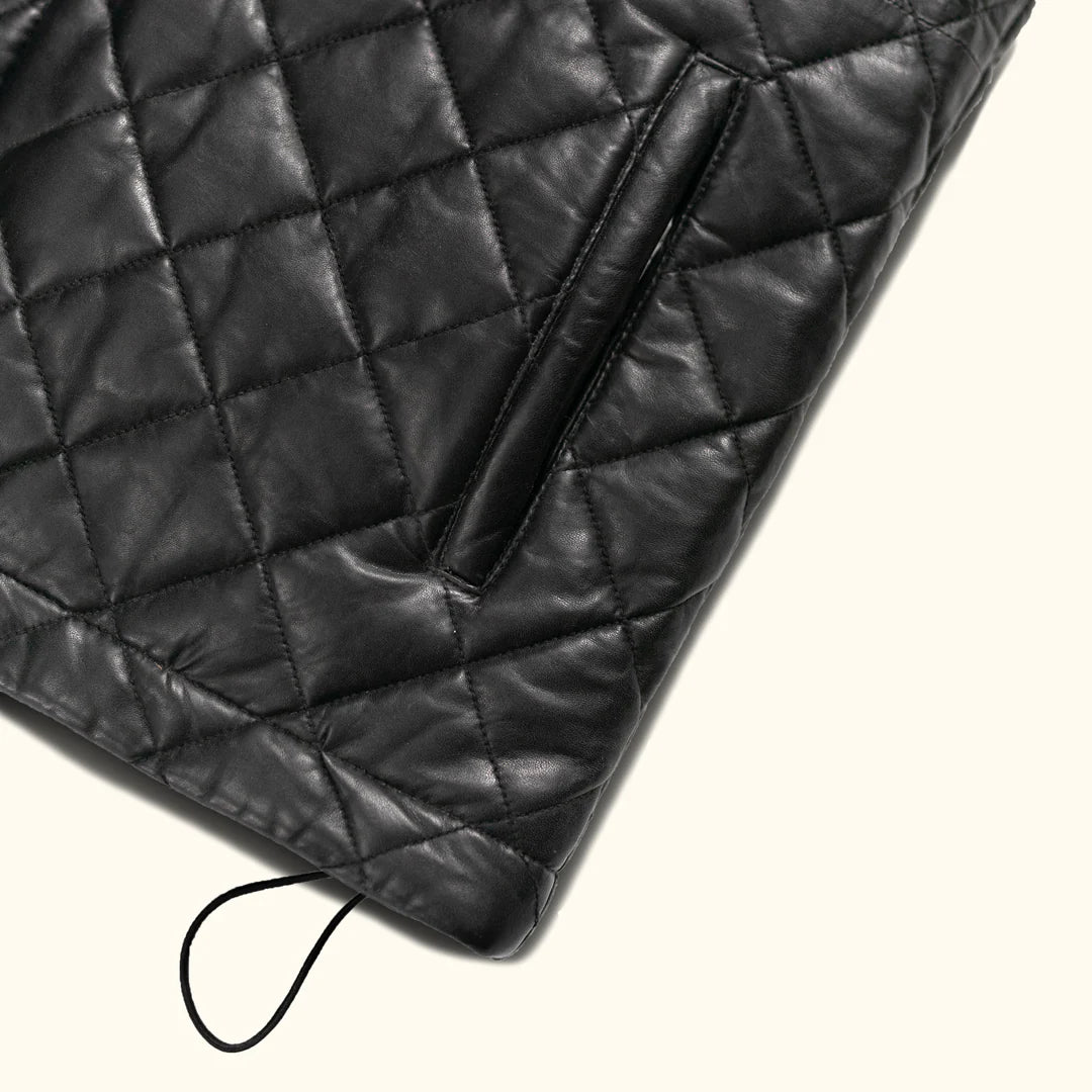 Black Quilted Leather Jacket