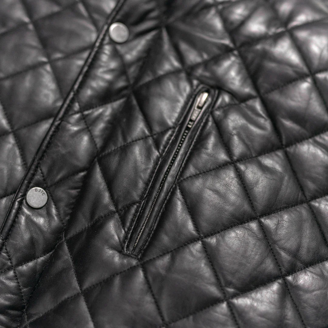 Black Quilted Leather Jacket