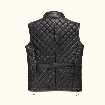 Black Quilted Leather Vest