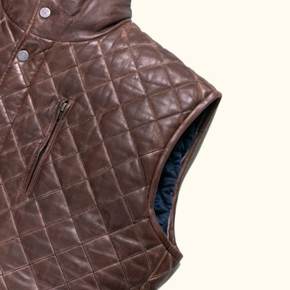 Dark Brown Quilted Leather Vest