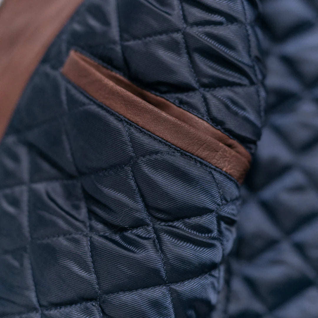 Dark Brown Quilted Leather Jacket