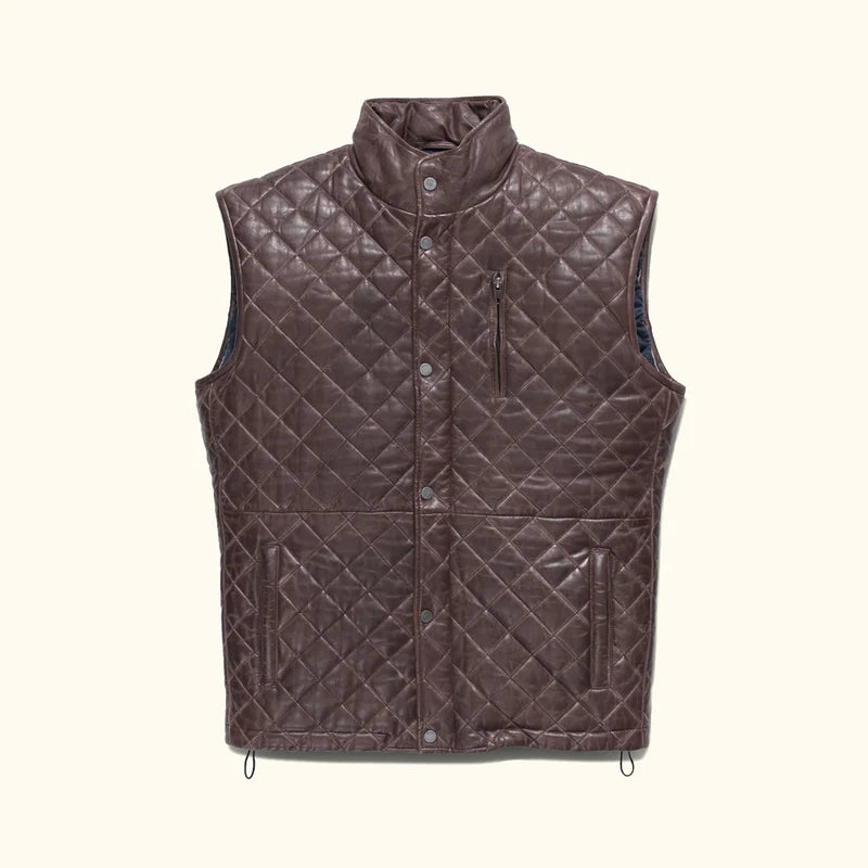 Dark Brown Quilted Leather Vest