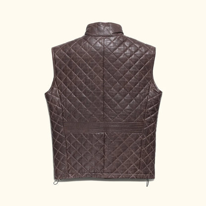 Dark Brown Quilted Leather Vest