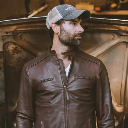 Brown Cafe Racer Jacket