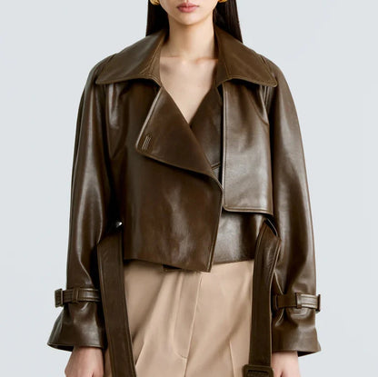 Niçoise  Cropped Leather Jacket