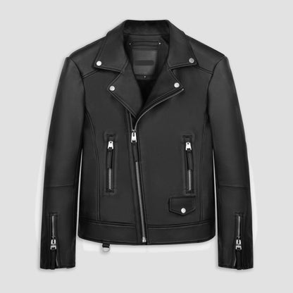 Classic Black Leather Biker Jacket