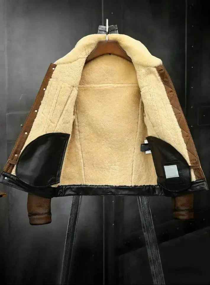 B3 Sheepskin Trucker Shearling Leather Jacket