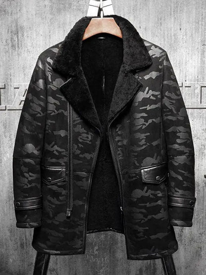 Mens B3 Pilot RAF Aviator Original Flying Jacket Men’s Fur Coat Long Coat