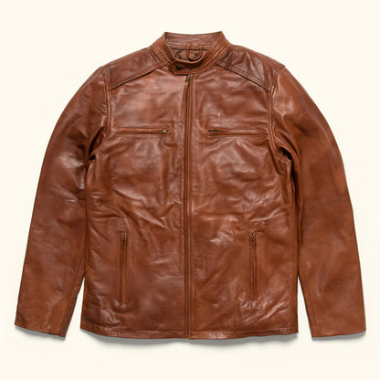 Whiskey Brown Cafe Racer Jacket