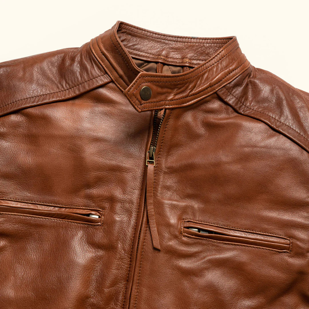 Whiskey Brown Cafe Racer Jacket