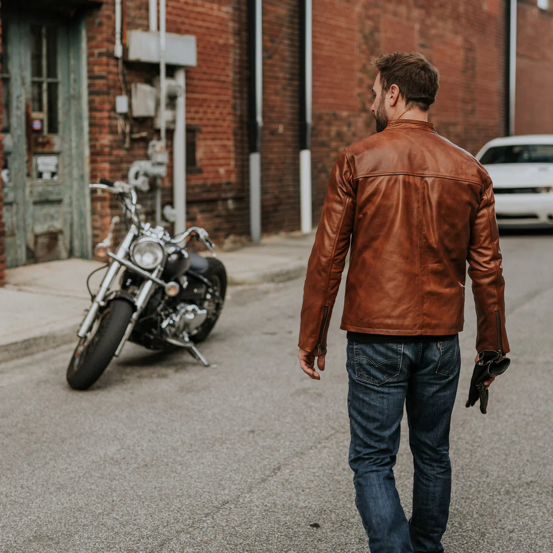 Whiskey Brown Cafe Racer Jacket