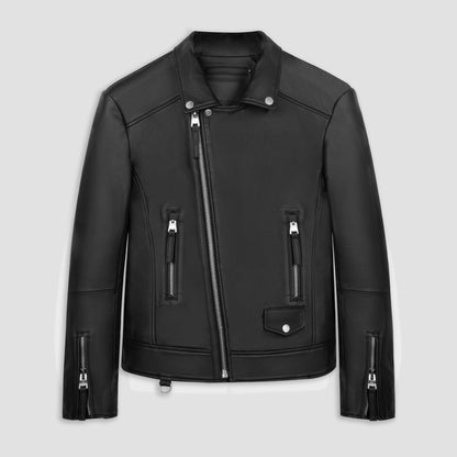 Classic Black Leather Biker Jacket